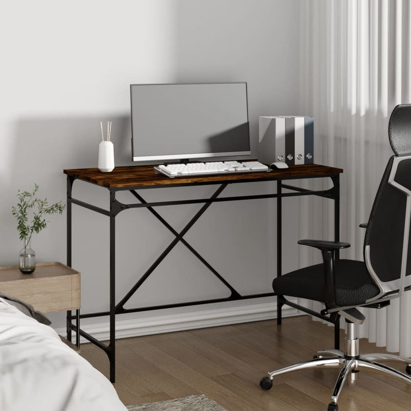 vidaXL füstös tölgy színű szerelt fa és vas íróasztal 100 x 50 x 75 cm