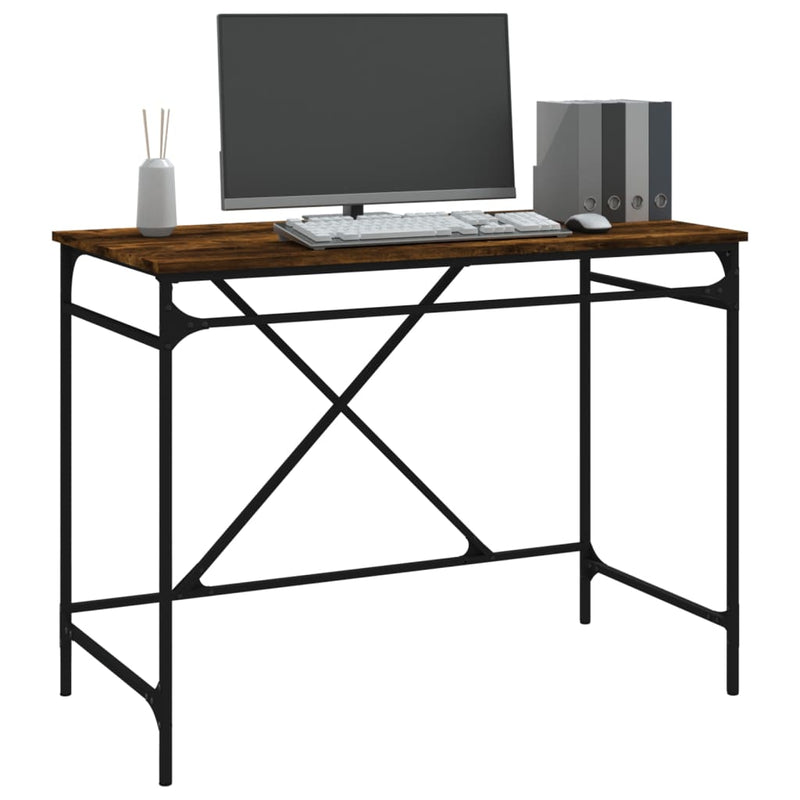 vidaXL füstös tölgy színű szerelt fa és vas íróasztal 100 x 50 x 75 cm