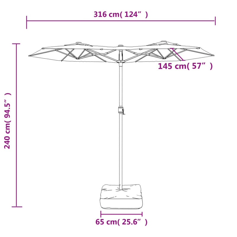 vidaXL tópszínű dupla tetős napernyő 316x240 cm