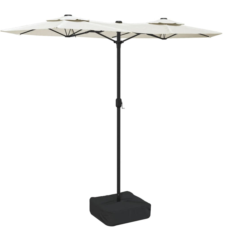 vidaXL homokfehér dupla tetős napernyő LED-ekkel 316x240 cm