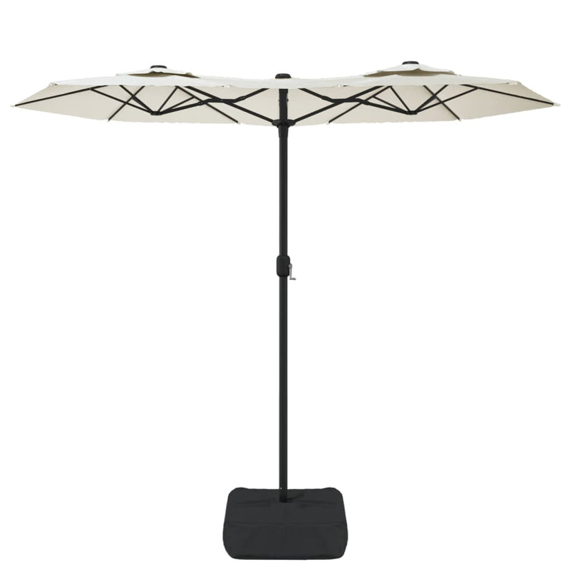 vidaXL homokfehér dupla tetős napernyő LED-ekkel 316x240 cm