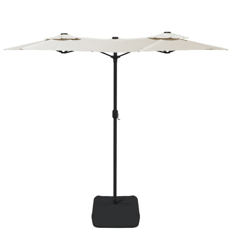 vidaXL homokfehér dupla tetős napernyő LED-ekkel 316x240 cm