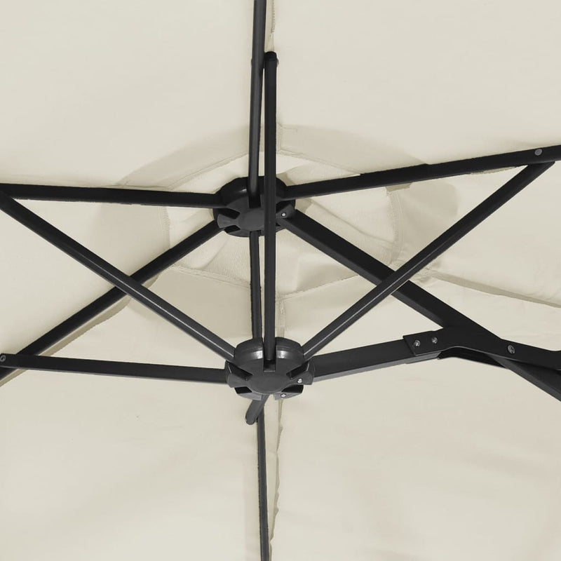 vidaXL homokfehér dupla tetős napernyő LED-ekkel 316x240 cm