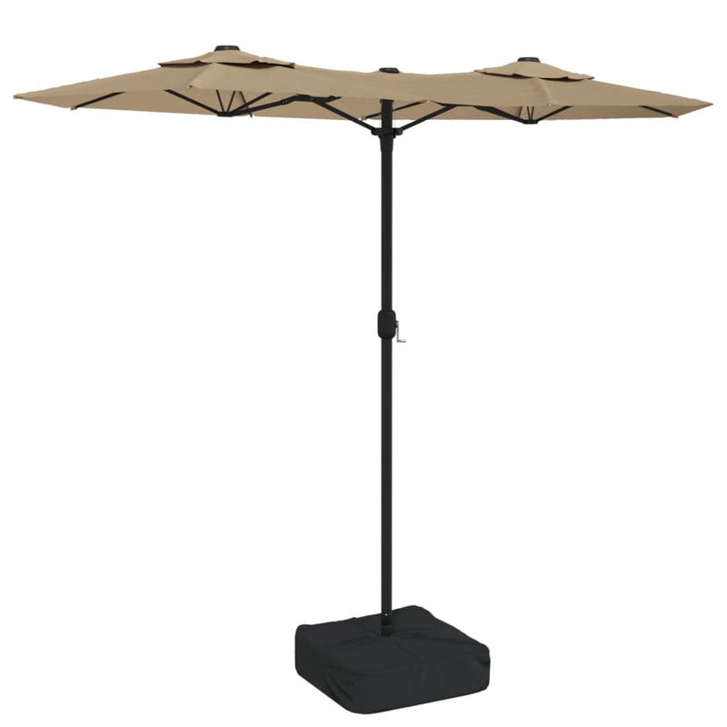 vidaXL tópszínű dupla tetős napernyő LED-ekkel 316x240 cm