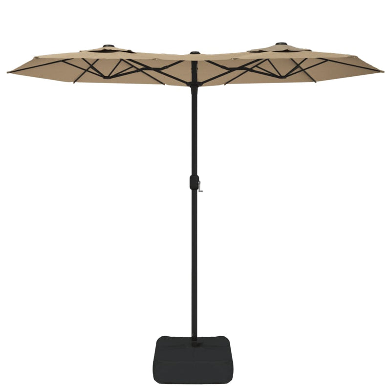 vidaXL tópszínű dupla tetős napernyő LED-ekkel 316x240 cm