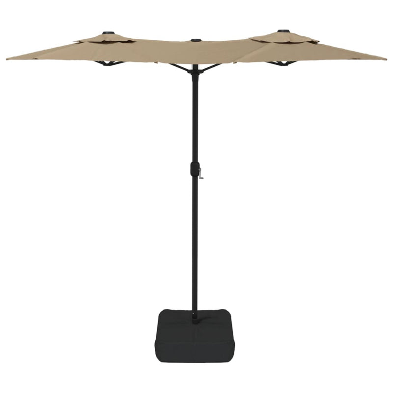 vidaXL tópszínű dupla tetős napernyő LED-ekkel 316x240 cm
