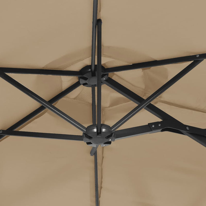 vidaXL tópszínű dupla tetős napernyő LED-ekkel 316x240 cm