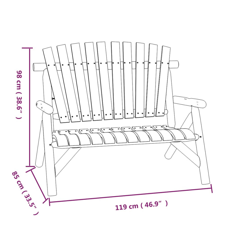 vidaXL 2 személyes tömör lucfenyő kerti pad 119 x 85 x 98 cm