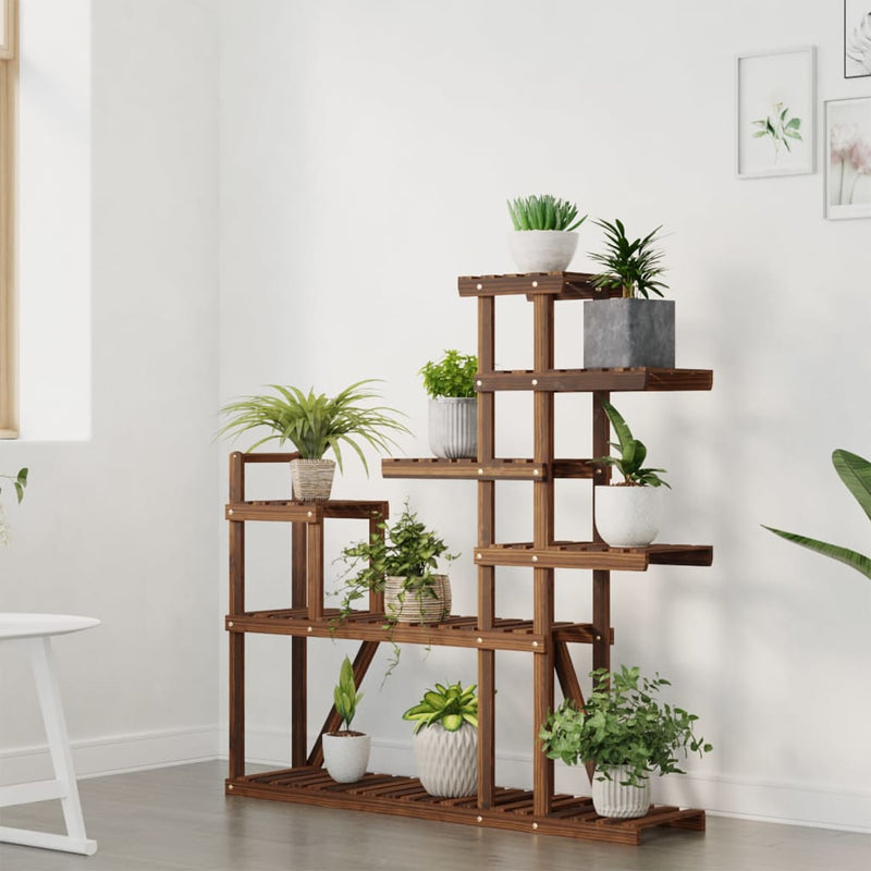 vidaXL tömör fenyőfa virágtartó állvány 110x25x111 cm