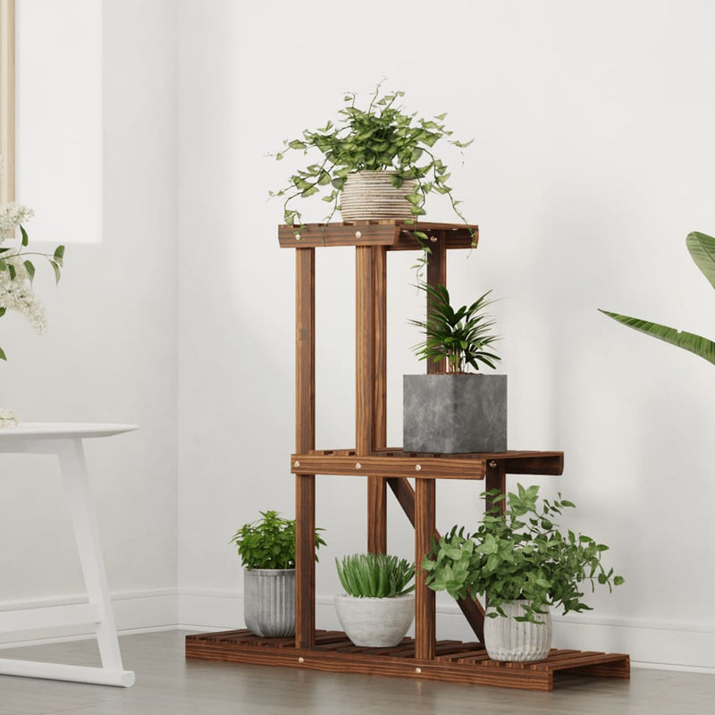 vidaXL tömör fenyőfa virágtartó állvány 81 x 25 x 75,5 cm