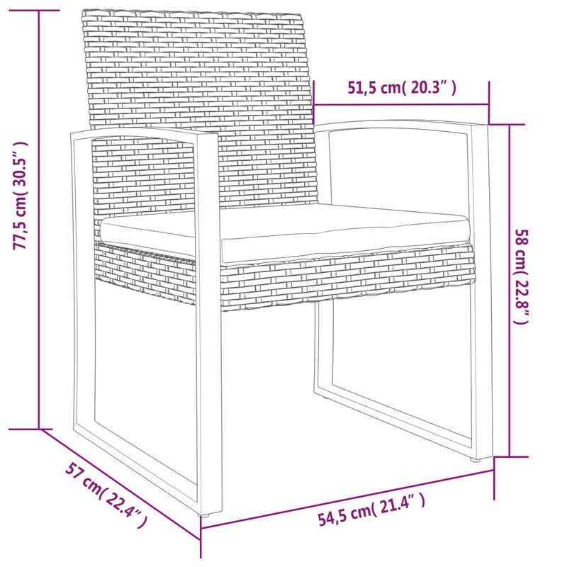 vidaXL 2 db barna polyrattan kerti étkezőszék
