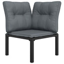 vidaXL fekete és szürke polyrattan kerti sarokfotel párnákkal