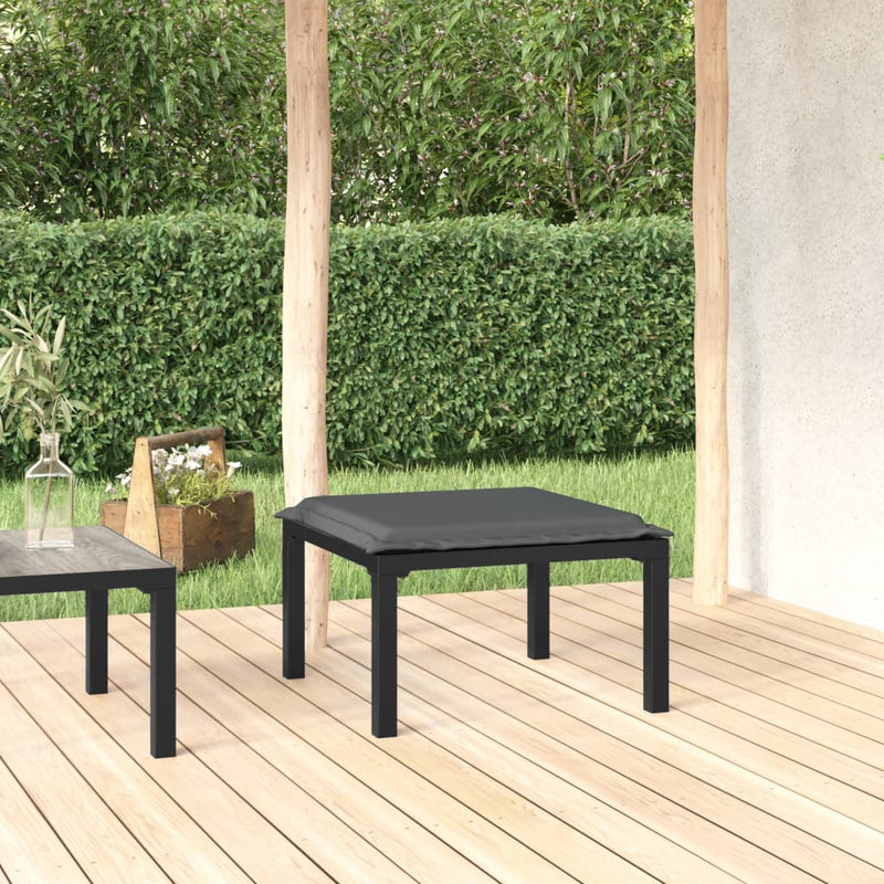vidaXL fekete-szürke polyrattan kerti lábtartó párnával