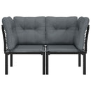 vidaXL 2 db fekete-szürke polyrattan kerti sarokfotel párnákkal