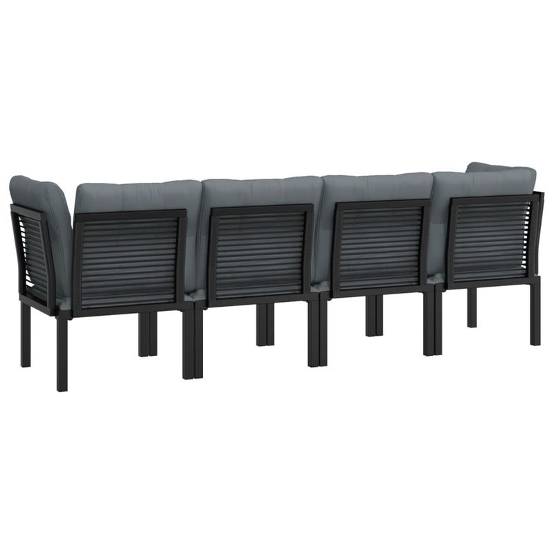 vidaXL 4 részes fekete és szürke polyrattan kerti ülőgarnitúra
