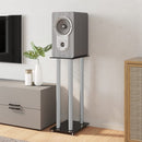 vidaXL 2 db 4-oszlopos fekete-ezüst edzett üveg hangszóró állvány