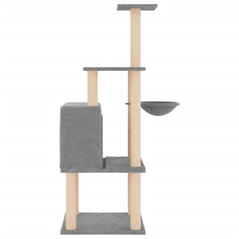 vidaXL világosszürke macskabútor szizál kaparófákkal 132 cm