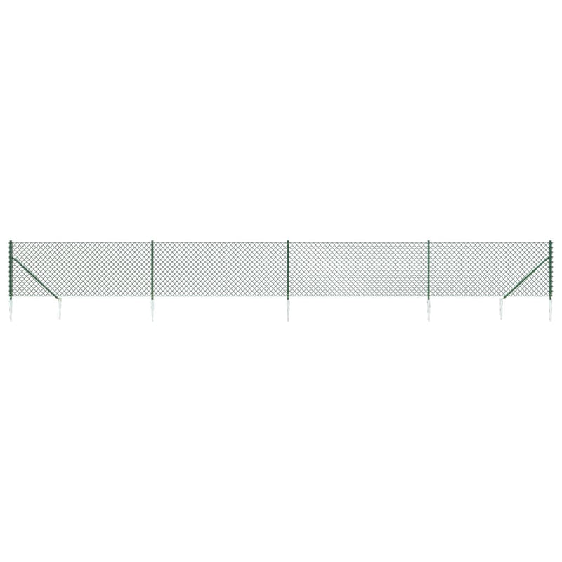 vidaXL zöld drótkerítés cövekekkel 0,8 x 10 m
