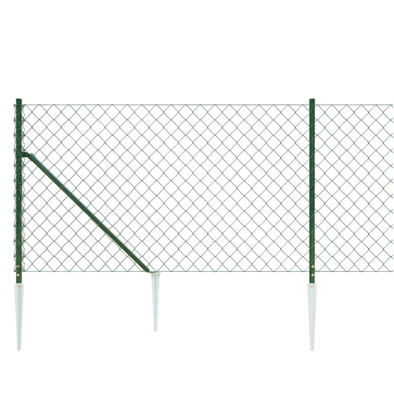 vidaXL zöld drótkerítés cövekekkel 0,8 x 10 m
