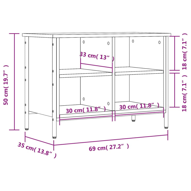 vidaXL szürke sonoma színű szerelt fa cipőszekrény 69x35x50 cm