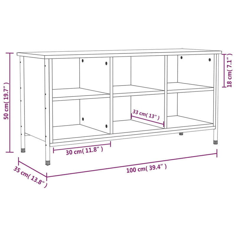 vidaXL szürke sonoma színű szerelt fa cipőszekrény 100x35x50 cm