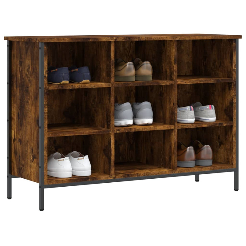 vidaXL füstös tölgy színű szerelt fa cipőszekrény 100x35x70 cm