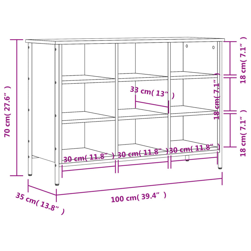 vidaXL szürke sonoma színű szerelt fa cipősszekrény 100x35x70 cm