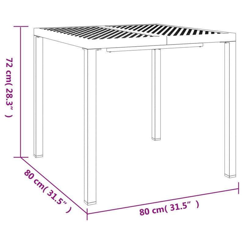 vidaXL antracitszürke acél kerti asztal 80 x 80 x 72 cm