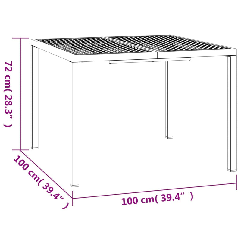vidaXL antracitszürke acél kerti asztal 100 x 100 x 72 cm