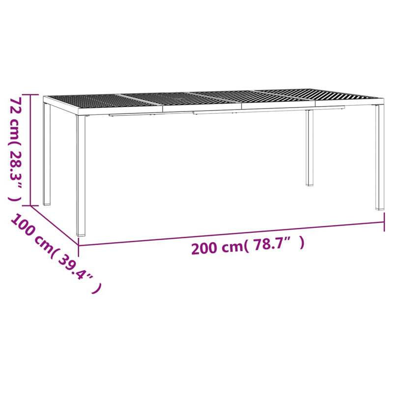 vidaXL antracitszürke acél kerti asztal 200 x 100 x 72 cm