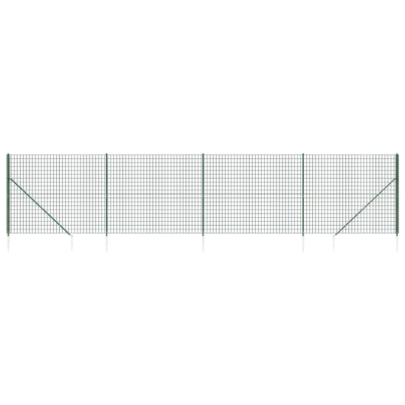 vidaXL zöld dróthálós kerítés cövekekkel 1,6 x 10 m