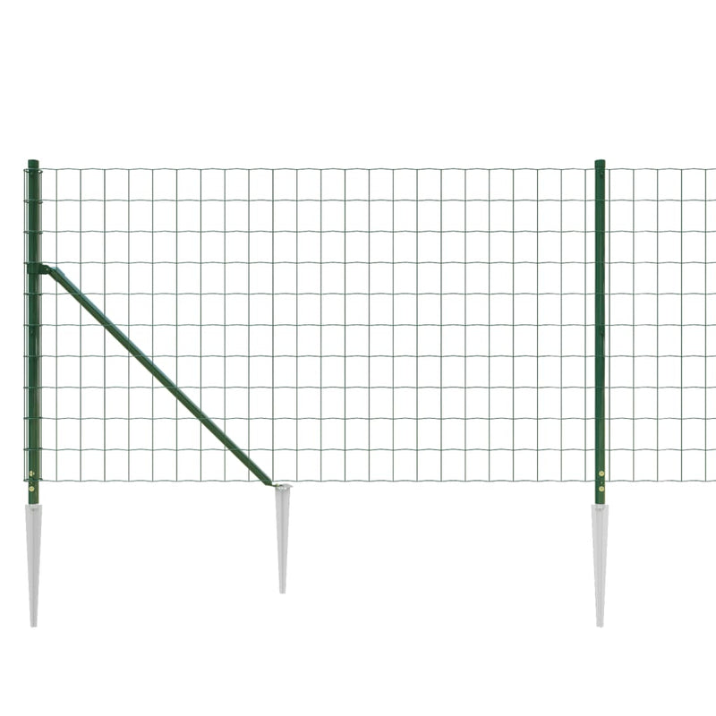 vidaXL zöld dróthálós kerítés cövekekkel 0,8x25 m