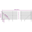 vidaXL zöld dróthálós kerítés cövekekkel 1,4x25 m