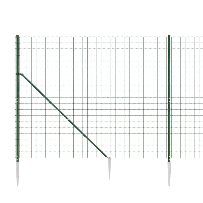 vidaXL zöld dróthálós kerítés cövekekkel 1,6x25 m