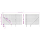 vidaXL zöld dróthálós kerítés cövekekkel 1,6x25 m