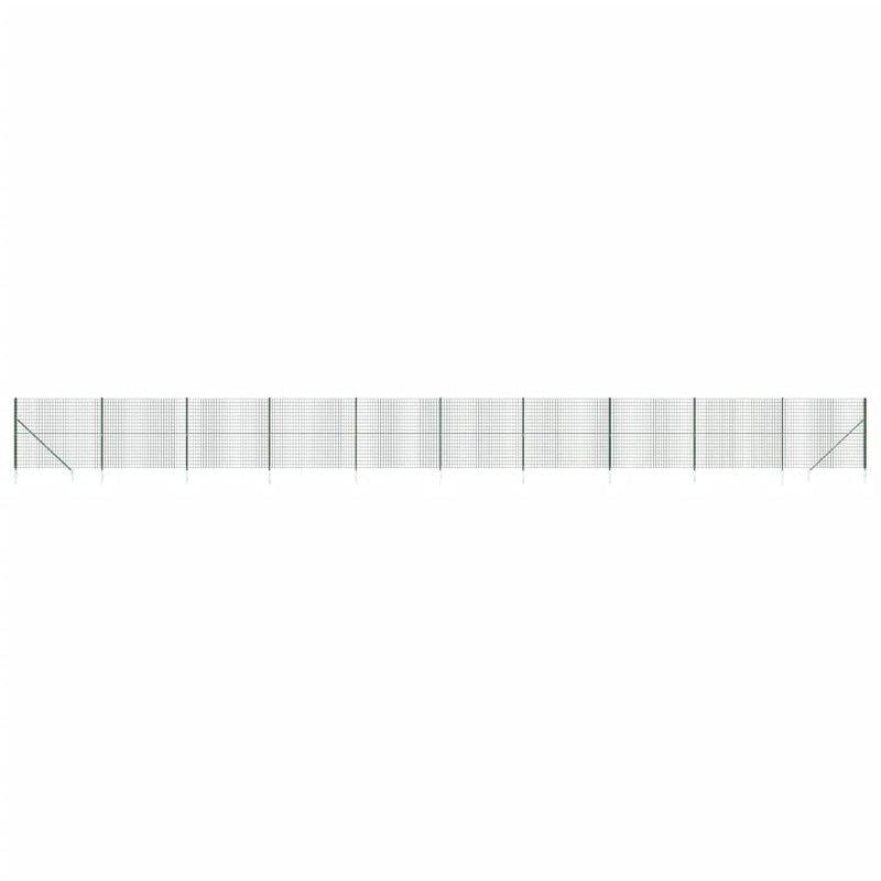 vidaXL zöld dróthálós kerítés cövekekkel 1,8x25 m