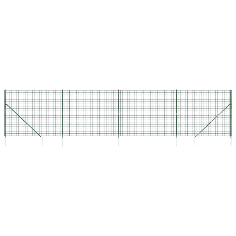 vidaXL zöld dróthálós kerítés cövekekkel 1,8x10 m