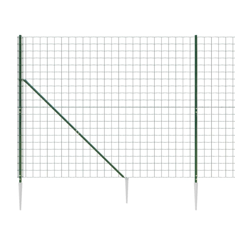 vidaXL zöld dróthálós kerítés cövekekkel 2,2x10 m