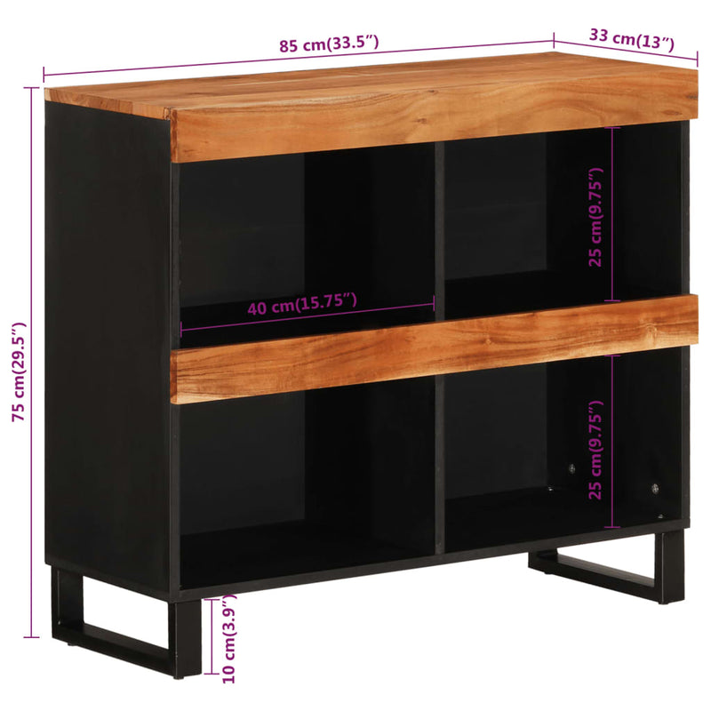 vidaXL tömör akácfa tálalószekrény 85 x 33 x 75 cm