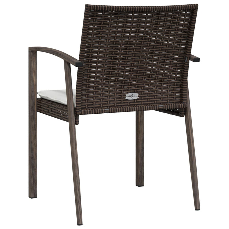 vidaXL 2 db barna polyrattan kerti szék párnával 56,5 x 57 x 83 cm