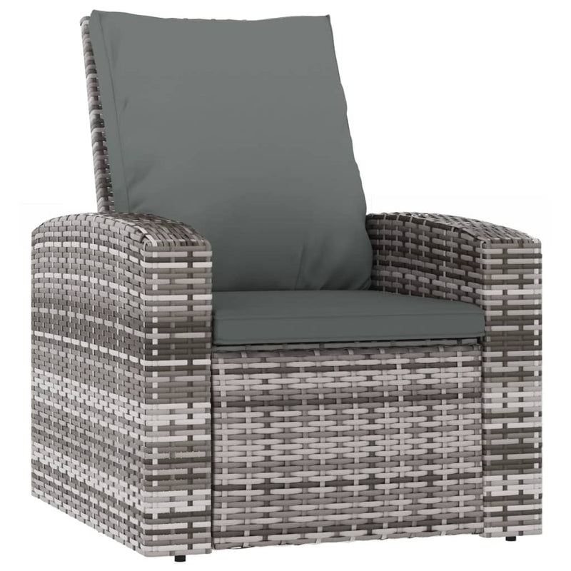 vidaXL szürke polyrattan dönthető kerti szék párnával