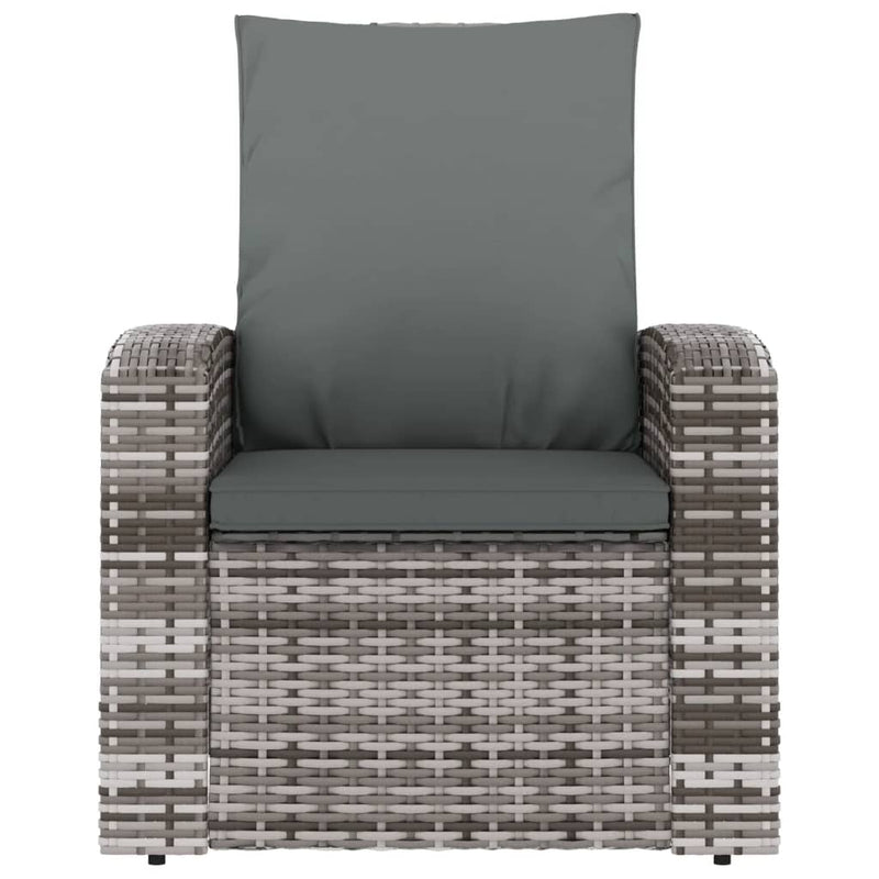 vidaXL szürke polyrattan dönthető kerti szék párnával