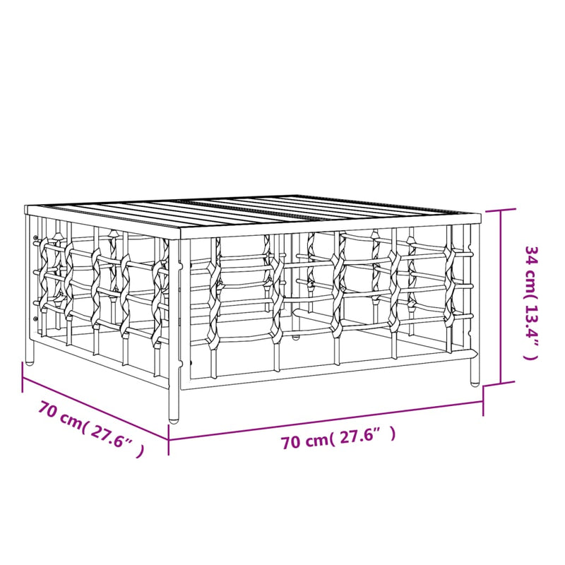 vidaXL antracitszürke polyrattan kerti asztal 70 x 70 x 34 cm