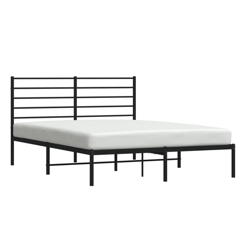 vidaXL fekete fém ágykeret fejtámlával 140 x 200 cm