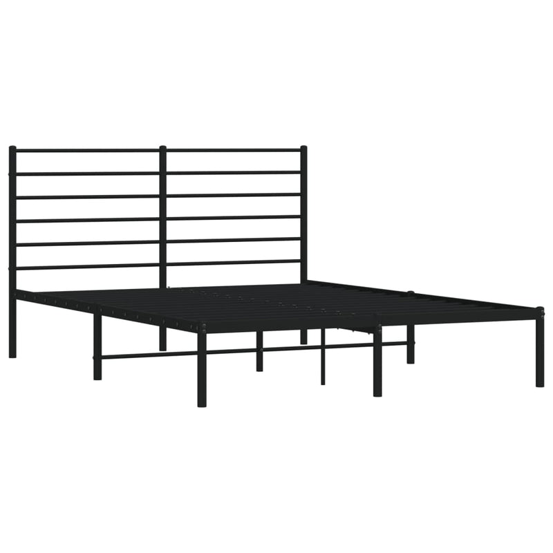 vidaXL fekete fém ágykeret fejtámlával 140 x 200 cm