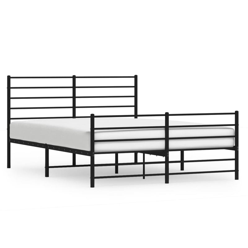 vidaXL fekete fém ágykeret fej- és lábtámlával 120 x 190 cm