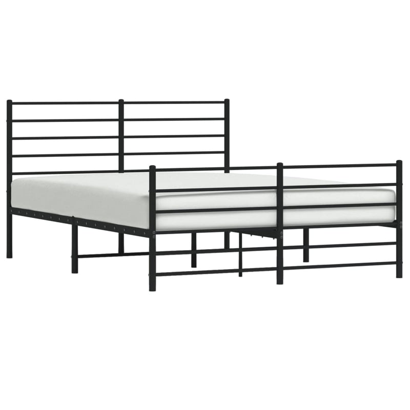 vidaXL fekete fém ágykeret fej- és lábtámlával 120 x 190 cm