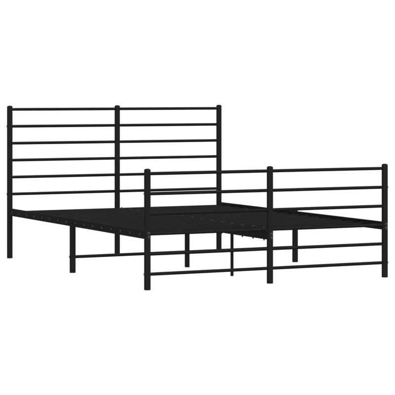 vidaXL fekete fém ágykeret fej- és lábtámlával 120 x 190 cm