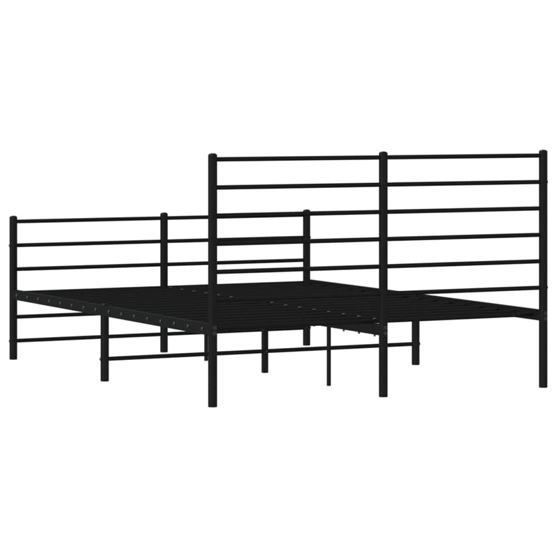 vidaXL fekete fém ágykeret fej- és lábtámlával 120 x 190 cm