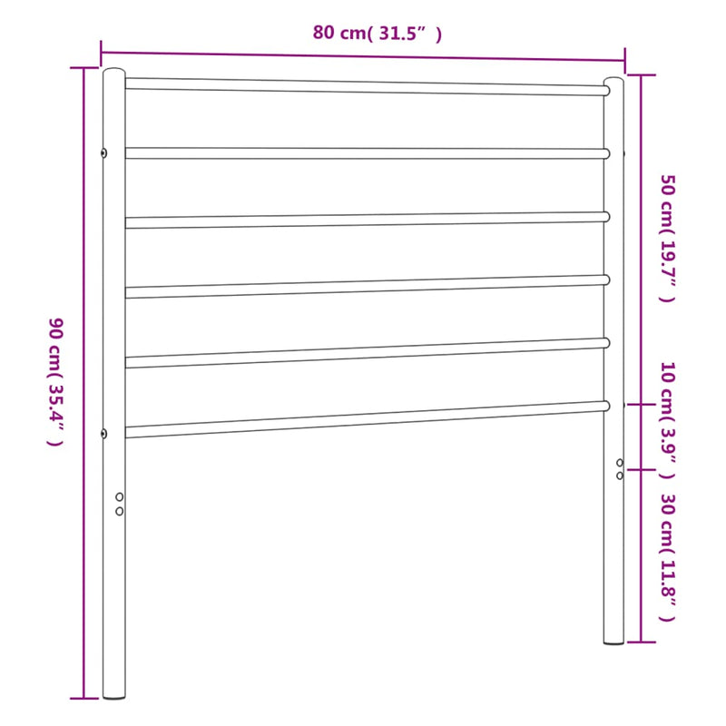 vidaXL fekete fém fejtámla 75 cm